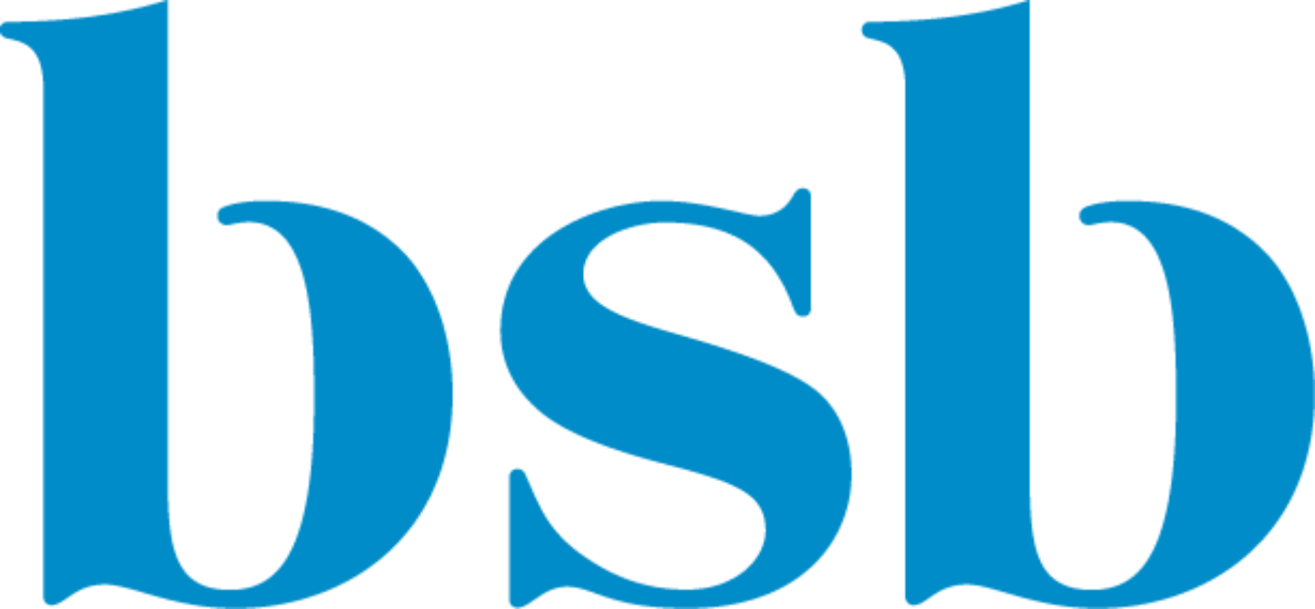Blue lowercase letters "bsb" in a serif font.