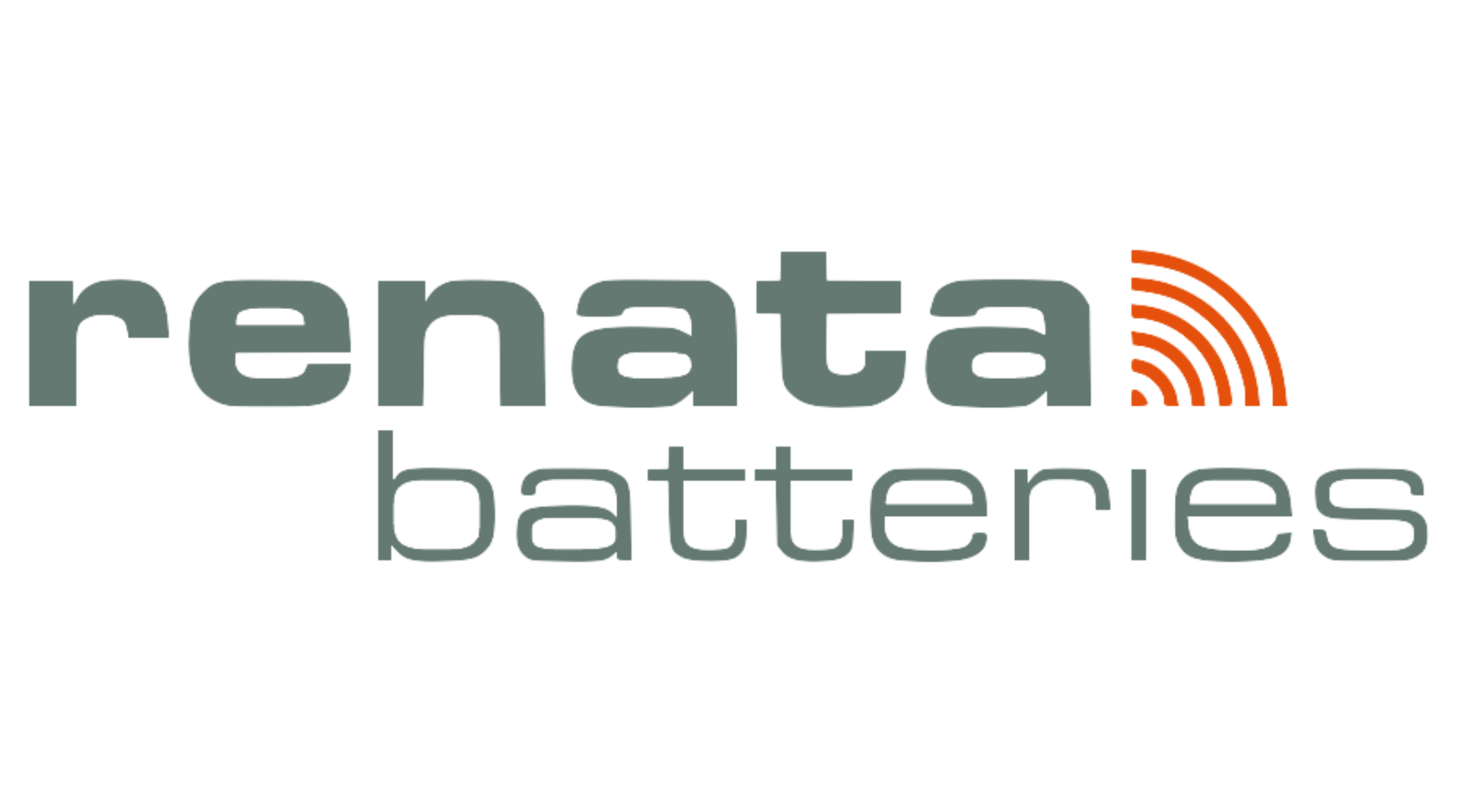 Renata Batteries Logo mit grünen und orangen Buchstaben und Symbolen.