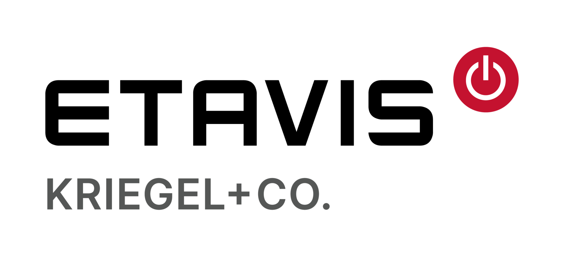 Etavis Kriegel+Co. Logo mit rotem Power-Symbol.